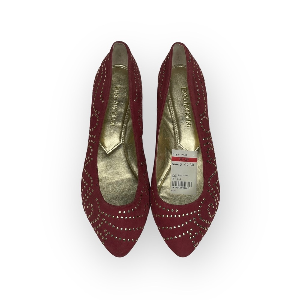 new Enzo Angiolini ❤︎ Stud Suede Ballerina Ballet Flat ❤︎ Pumpkin Spice ❤︎ 8M ❤︎ - Picture 9 of 16